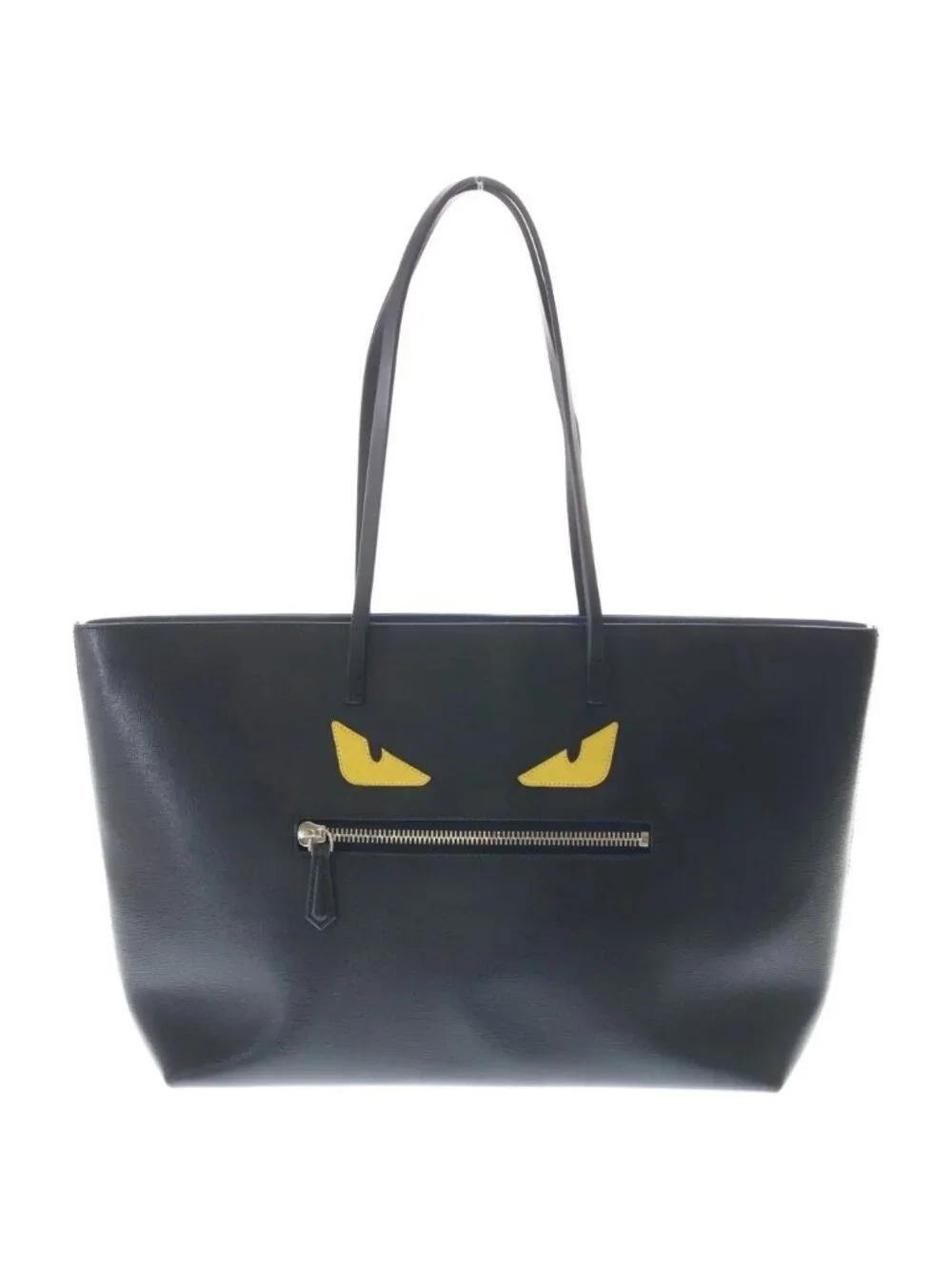 Fendi Monster Star Roll Tote Black Leather Silver
